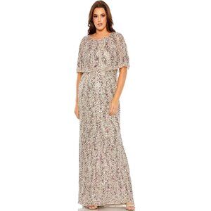 Mac Duggal Gown Dress Size 18‎ Embellished Sequined Cape Sleeve 93867 $698